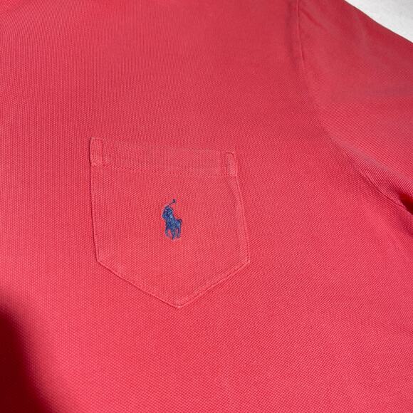 Polo by Ralph Lauren Custom Fit Polo Blue Pony Men's XXL Peachy Pink 100% Cotton - Picture 3 of 10